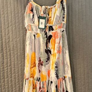 Mahina White and Yellow Sleeveless Sundress for Weddings